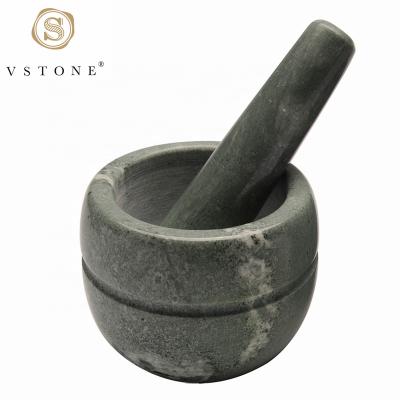 China Sustainable Green Natural Marble Stone Mortar and Pestle Set with Pestle Pestle and Mortar for Kitchen and Restaurant for sale