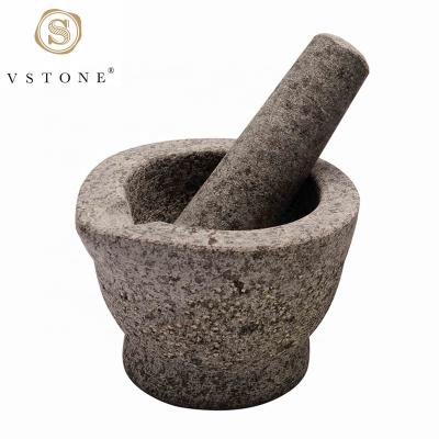 China Rough Outdoor Stone Mortar Lychee Surface Granite Mortar and Viable Pestle and Pestle Mortar with Pestle for Kitchen and Restaurant for sale