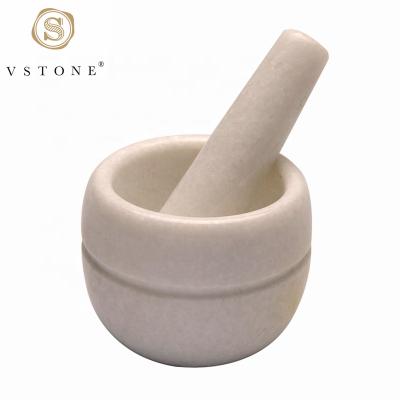 China Sustainable White Marble Mortar And Pestle Set Mortar With Pestle Pestle And Mortar For Kitchen And Restaurant for sale