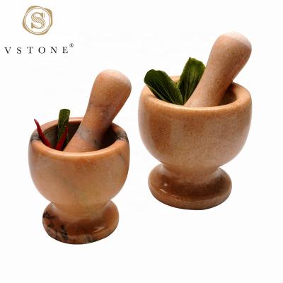 China Viable orange marble mortar and pestle mortar with pestle pestle and mortar for grinding for sale