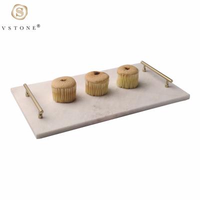 China Nordic Luxury Home Food Tray With Gold-Tone Marble Handles Serving Rectangle Style Restaurant Hotel Decorations Home.Restaurant.Bar.Hotel.Wedding for sale