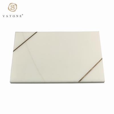 China Sustainable Natural Marble Place Mat Cutting Board Chopper With Inlaid Copper Strips for sale