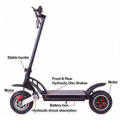 China Powerful Dual Motor 2400W Unisex 10 Inch Fat Tire Two Wheel Off Road Electric Scooter for sale