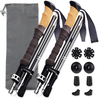 China Foldable Carbon Fiber Carbon Fiber Folding Travel Hiking Trekking Pole Walking Stick for sale