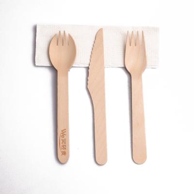 China Factory supply disposable birch cutlery tableware110/140/160/165mm bulk package paper or plastic bag wooden sets for sale