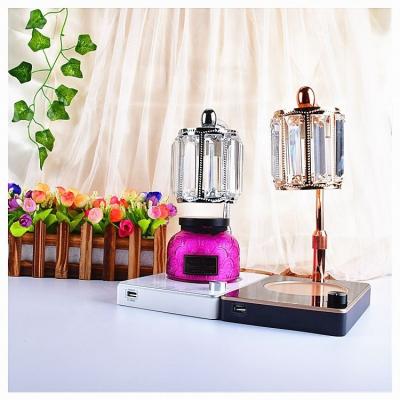 China Warm Light Portable Light Fixture Crystal With Glass Candle Warmer White Table Lamp for sale