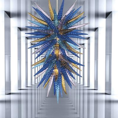 China Modern Chihuly LED Lighting Decoration Italian Glass Light Fixtures Villa Stair Cobalt Blue Glass Chandelier for sale