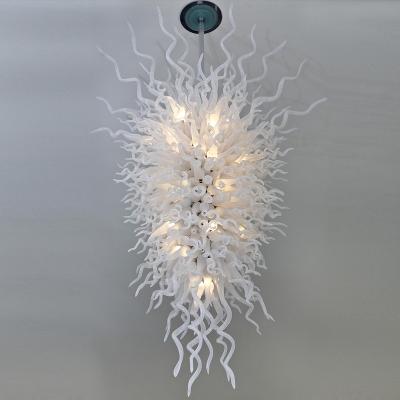 China Modern Customized Hotel Lobby Villa Stairs Chandelier Luxury Milk White Large Dale Chihuly Style Hand Blown Murano Glass Art Chandelier for sale