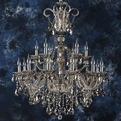 China Modern Luxury black glass curved chandeliers for hotel lobby villas Modern staircase crystal chandelier lighting for sale