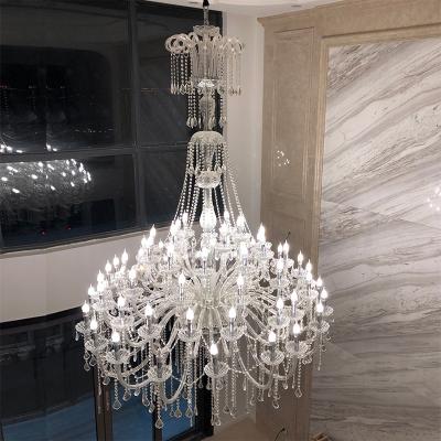 China Modern Banquet Hall Wedding Villa Light Hotel Chandelier Light for High Ceilings Large K9 Crystal Glass Curved Luxury Chandelier for sale