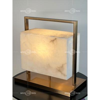 China Modern Modern Chinese style retro white marble metal table lamp table light for hotel villa for sale