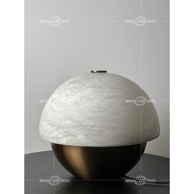 China Modern Exquisite and simple round bedroom bedside lamp desk LED reading lamp metal base marble table lamp for sale