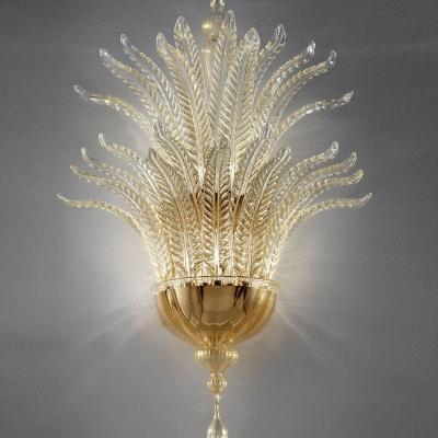 China Modern Postmodern luxury French style feather glass wall lamp living room bedroom corridor Art glass wall sconce for sale