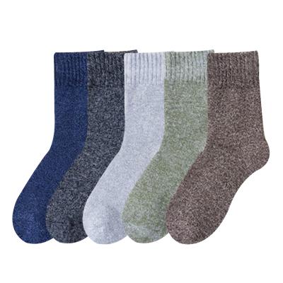 China New Arrival Warm Cotton Thick Socks Antibacterial Mens Blanket Plain Knit Winter Warm Socks for sale