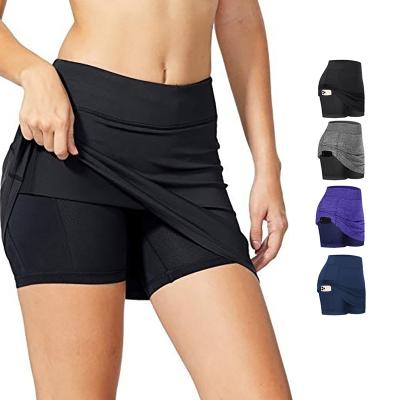 China Plus Size Women Tennis Skirts Inner Shorts High Elastic Sports Golf Skorts With Pockets S-5XL for sale