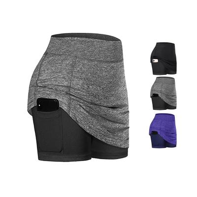 China Plus Size Plus Size Women Tennis Skirts Inner Shorts High Elastic Sports Golf Skorts With Pockets S-5XL for sale