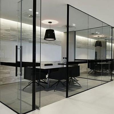 China Small Size Modular Modern Durable Tempered Glass Office Partition Customized Glass Wall for sale