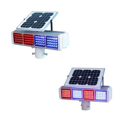 China Four Sides Solar Traffic Lights Red And Blue Solar Traffic Signal Warning Light for sale