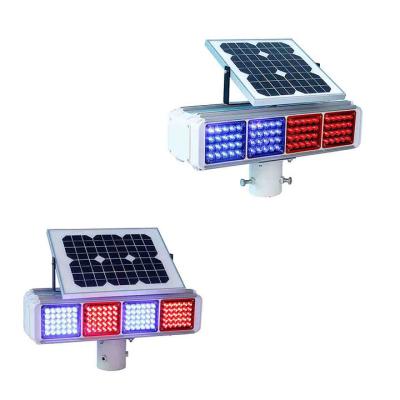 China Solar Warning Strobe Light Road Construction Safety Red And Blue Flashing Light for sale