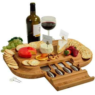 China Sustainable Premium Bamboo Cheese Dish And Charcuterie Wooden Board With Slate Cheese Dish for sale