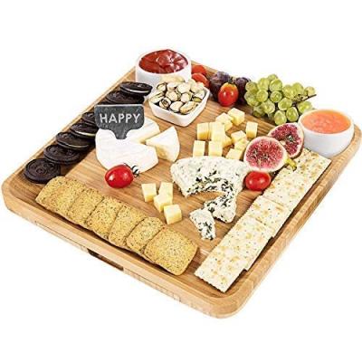 China Sustainable Hot Selling Bamboo Cheese Plates Set Cheap Cheese And Cookies Plate For Wedding for sale