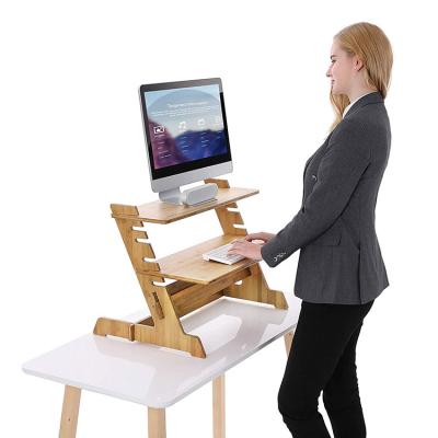 China Convertible Flexible And Adjustable Bamboo Standing Computer Stand For Study Desk for sale