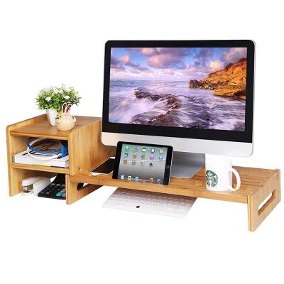 China Computer Monitor Convertible Bamboo Riser With File Organizer for sale