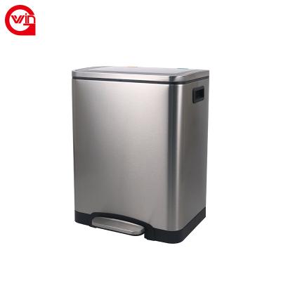 China New Sanitary Sustainable Indoor Plastic Bathroom Fridge Stainless Steel Waste Paper Waste Paper Pedal Compost Trash Can Bins for sale