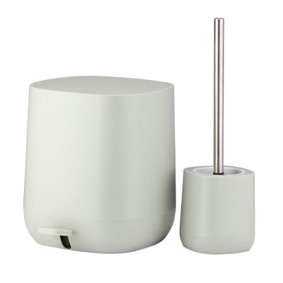 China Sustainable Sanitary Plastic Toilet Brush Two Piece Bathroom Sets ABS Soft Narrow Waste Bins for sale