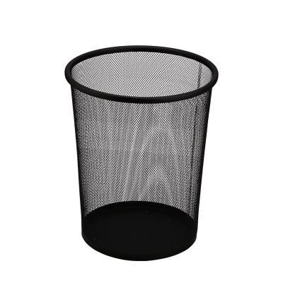 China 7L Durable Large Size Iron Trash Basket Black Office Paper Wastebasket for sale