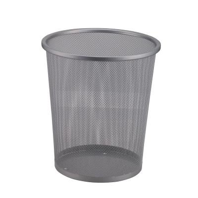 China Stored Friendly Space Saving Iron Around Trash Can Office Waste Basket for sale