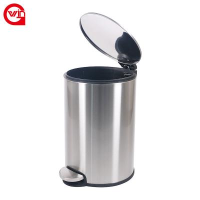 China Custom Street Viable Custom Stainless Bathroom Dustbin Logos Dust Bin Office Foot Pedal Trash Can Large Rubbish Bin for sale