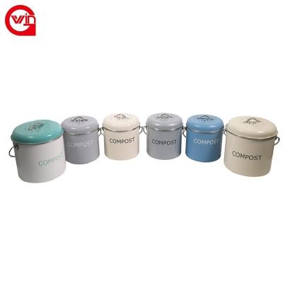 China Good Sustainable Selling Outdoor Farmhouse Kitchen Compost Food Bin Countertop Trash Can for sale