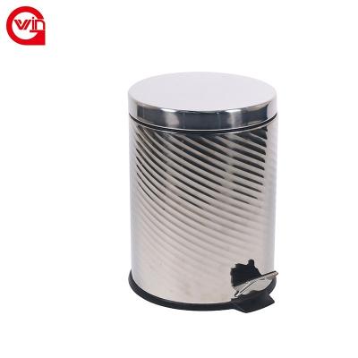 China Viable Wholesale Metal Plastic Bin Stainless Steel Ripple Bathroom Toilet Brush Holder Shiny Set for sale