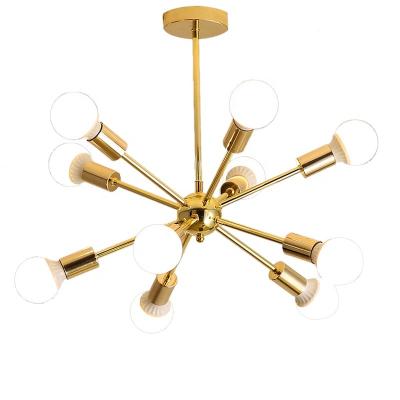 China Sputnik Design Golden Sputnik Chandelier 12 Light Metal Semi Flush Mount Semi Flush Mount for sale