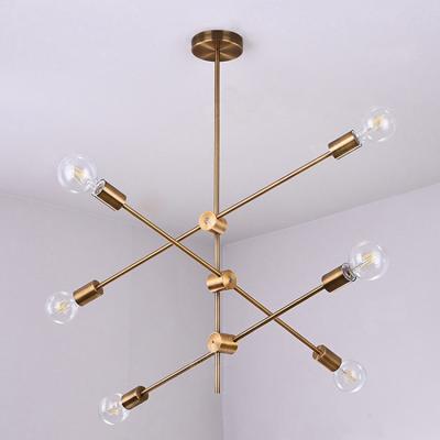 China Modern Sputnik Chandelier Lights 6 Rod Suspension Pendant Light Adjustable Arms Flush Mount Ceiling Lamp for sale