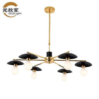 China DJJLight Industrial European Style Iron Paint Black Chandelier 6-Light Metal Adjustable Indoor Lights for sale