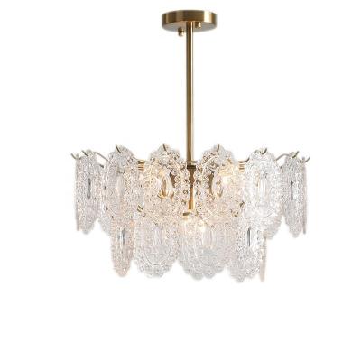 China New Arrival Modern Gold Chandelier Luxury 3 Layer 2 Layer Glass Pendant Lights Zhongshan Lighting Copper Factory for sale