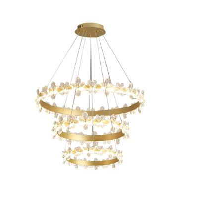 China 3 Round LED Ring Luxury Modern Home Decoration Three Rings Postmodern Chandelier Pendant Light Gold Pendant Light for sale