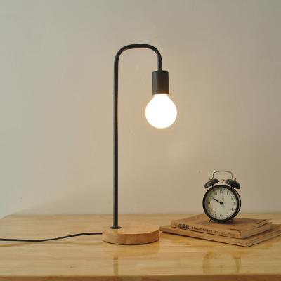 China Modern Hot Sales Modern Simple Table Lamp Black And White Metal Light And Wooden Base Reading Desk for sale