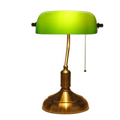 China European Classic Vintage Style Green Glass Shade Bankers Table Lamp Desk E27 Bulbs Table Lights for sale