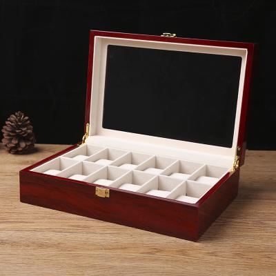 China Manufacturers Stock 12 Digit Viable Watch Storage Box, Multi Style Counters, Wooden Lacquered Watch Display Packaging Box for sale