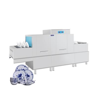 China Traditional Professional Long Line Conveyor Type Dishwasher For Hotel And Canteen for sale