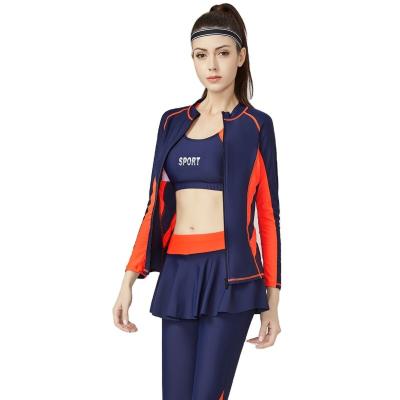 China Wholesale fast shipping plus size L-6xl tis custom tiktok custom logo 3 piece long sleeve pants sports bra fitness swim dress swimwear for sale