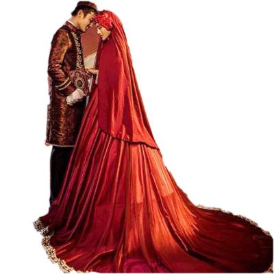 China Custom Wholesale Fast Delivery OEM/ODM Muslim Red Groom Wedding Dress Anti-wrinkle GANE Long Sleeve Bride Wedding Dress in Turkey for sale