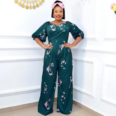 China GANE M-XXL custom anti-pilling plus size fashion leisure v-neck sleeve green dungarees elegant loose one-piece short women overalls pants for sale