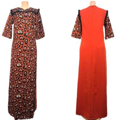 China Anti-wrinkle GANE wholesale custom fast delivery L-XXL plus size leopard women dresses mother of the bride dresses summer clothing for sale