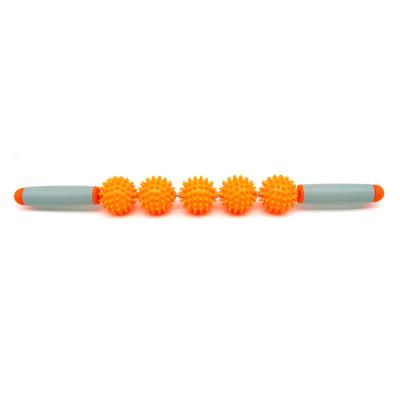 China Portable Gym Muscle Massage Yoga Fascia Stick Relax Muscle Roller Sticks Spike Ball Massage Stick for sale