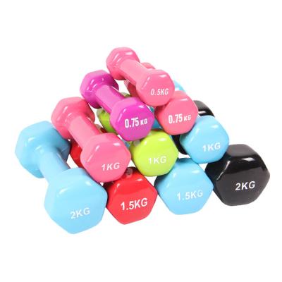 China Hex Shape Customized Women Weightlifting 2Kg 3Kg 4Kg 5Kg Multi Colored Hex Vinyl Hex Neoprene Dumbbells Sets for sale