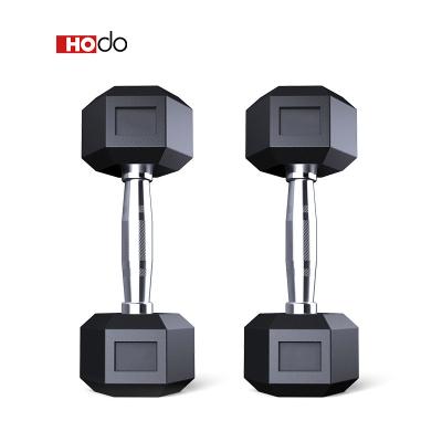 China Wholesale 10kg Dumbbell Cast Hex Rubber Covered Black Selectable Solid Rubber Dumbbell Weighs 8kg Hexagon Dumbbell Set for sale